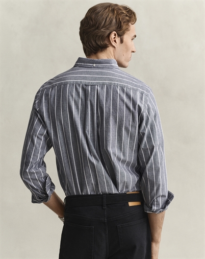 Gant - Reg Stripe Skjorte - Dark Indigo Melange